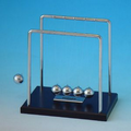 Jumbo Newtons Cradle with Black Wood Base and Silver Plate